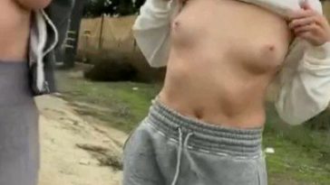 Voyeur Girls Show Naked Tits and Pussy Strip on Busy Road